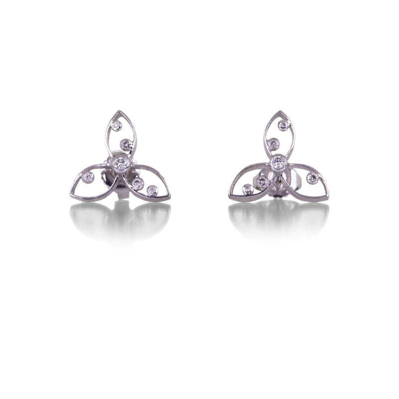 Barbara Heinrich 18k White Gold Cellular Studs with Diamonds | Quadrum Gallery