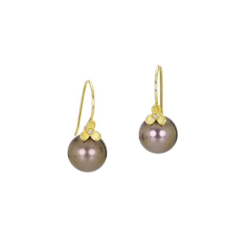 Barbara Heinrich Tahitian Pearl Drop Earrings with Trillium Tops | Quadrum Gallery