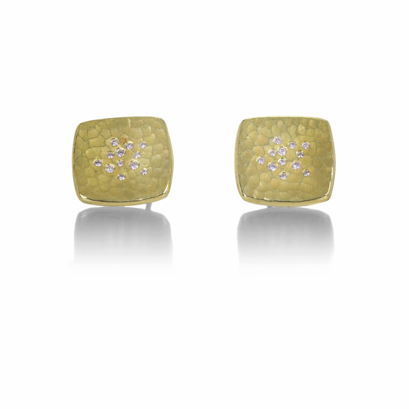 Barbara Heinrich Square Carved Glacier Studs with Diamonds | Quadrum Gallery