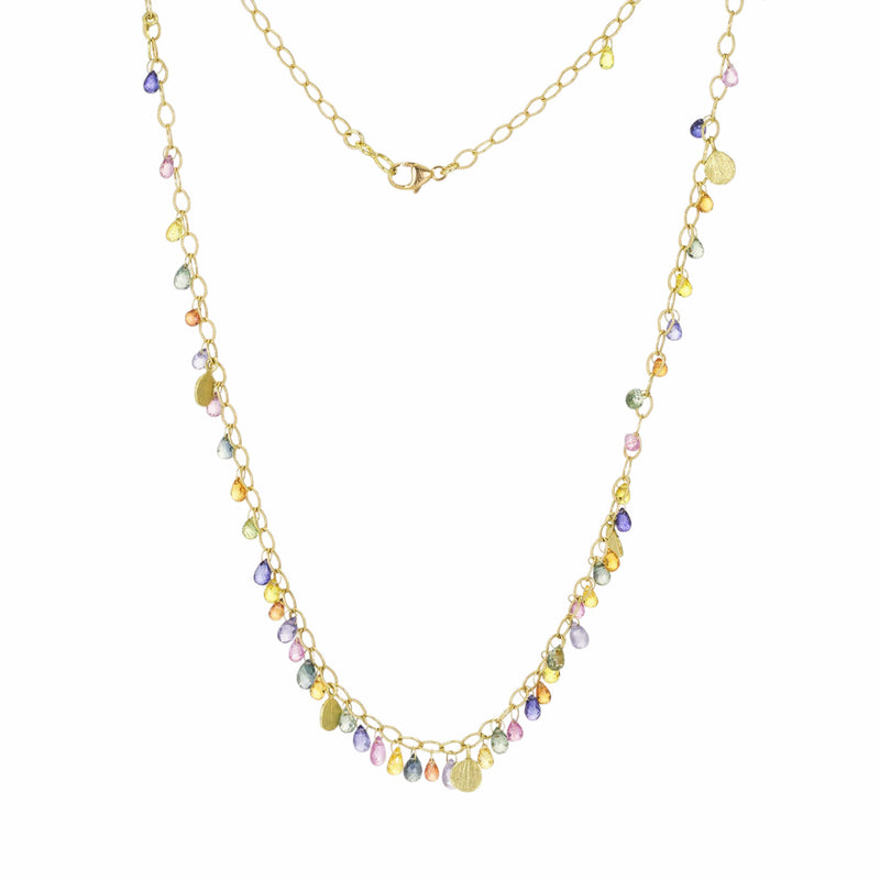 Barbara Heinrich Twisted Link Chain with Multicolor Sapphire Drops | Quadrum Gallery