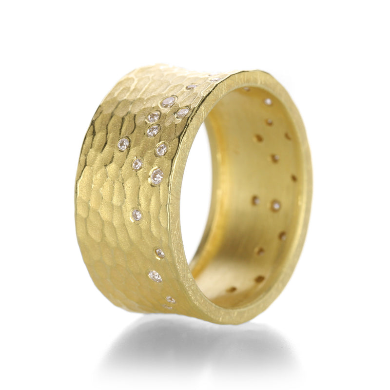 Barbara Heinrich Wide Carved Glacier Band with Diamonds | Quadrum Gallery
