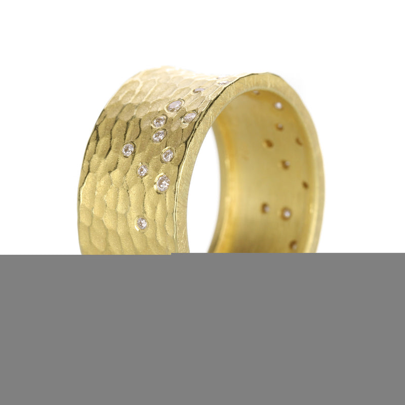 Barbara Heinrich Wide Carved Glacier Band with Diamonds | Quadrum Gallery