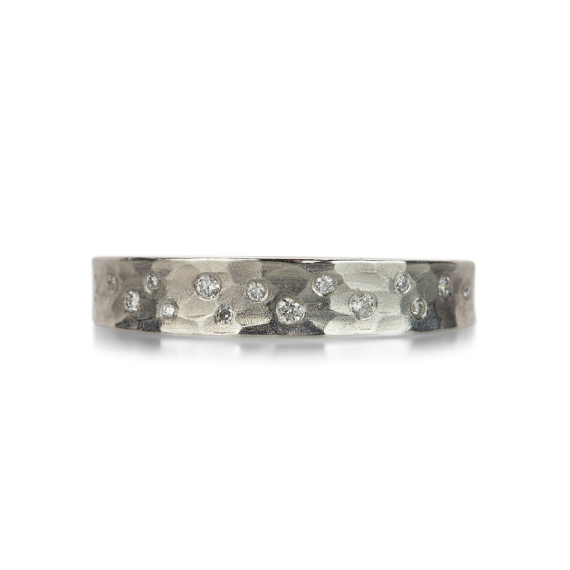 Barbara Heinrich Platinum Tapered Carved Glacier Ring with Diamonds | Quadrum Gallery