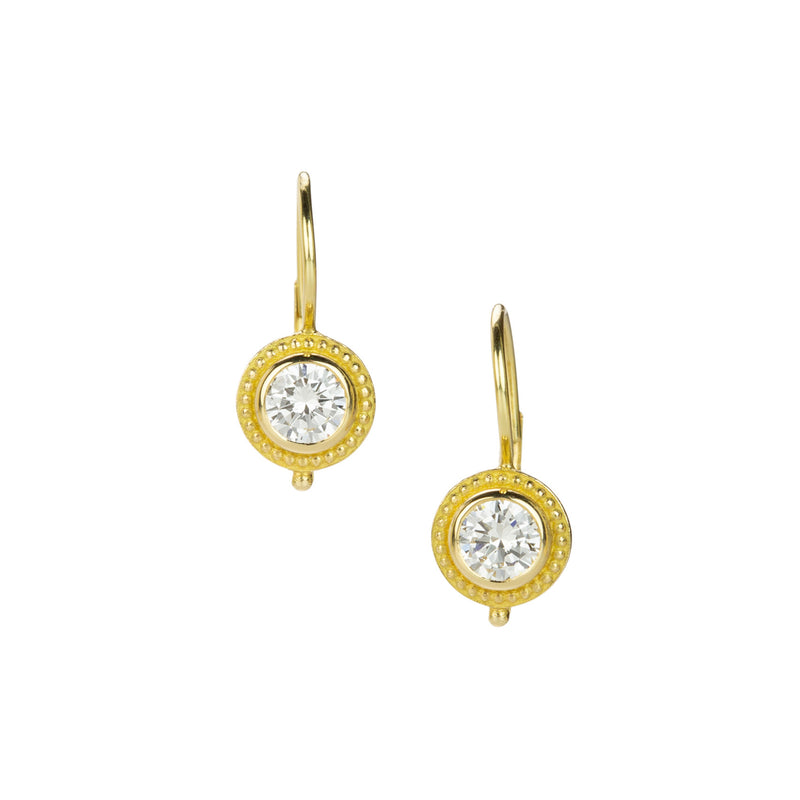 Barbara Heinrich 18k Granulated Bezel Diamond Earrings | Quadrum Gallery