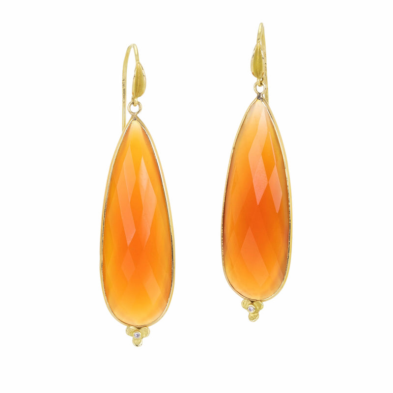 Barbara Heinrich Long Pear Shaped Carnelian Drop Earrings | Quadrum Gallery