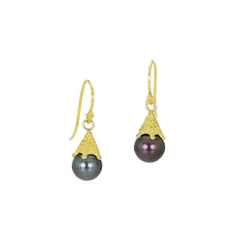 Barbara Heinrich Diamond and Tahitian Pearl Drop Earrings | Quadrum Gallery
