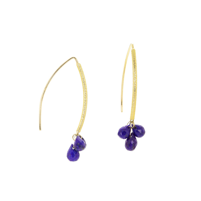 Barbara Heinrich Navette Wire Earrings with Lapis Drops | Quadrum Gallery