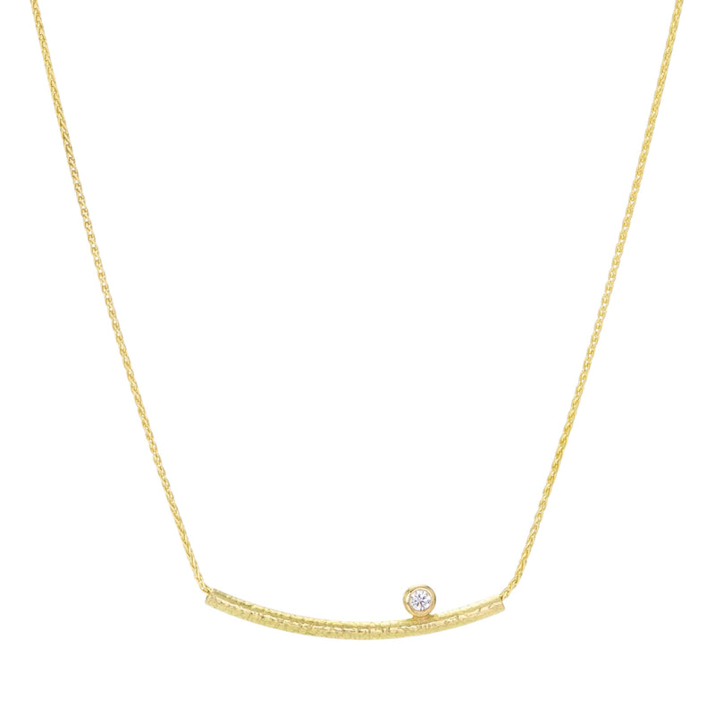 Barbara Heinrich 18k Curved Gold Bar Slide Pendant with Diamond | Quadrum Gallery