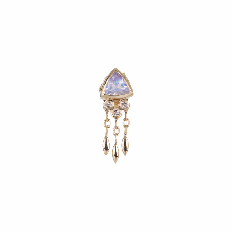 Celine Daoust Triangle Moonstone and Diamond Stud (Single) | Quadrum Gallery