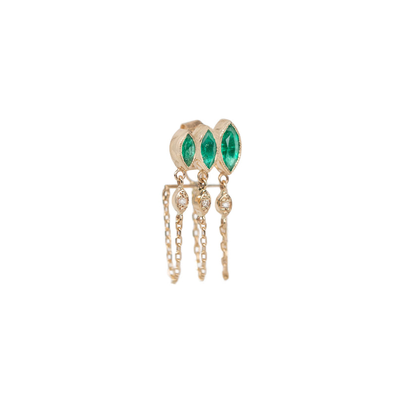 Celine Daoust Triple Marquise Emerald Chain Earring (Single) | Quadrum Gallery