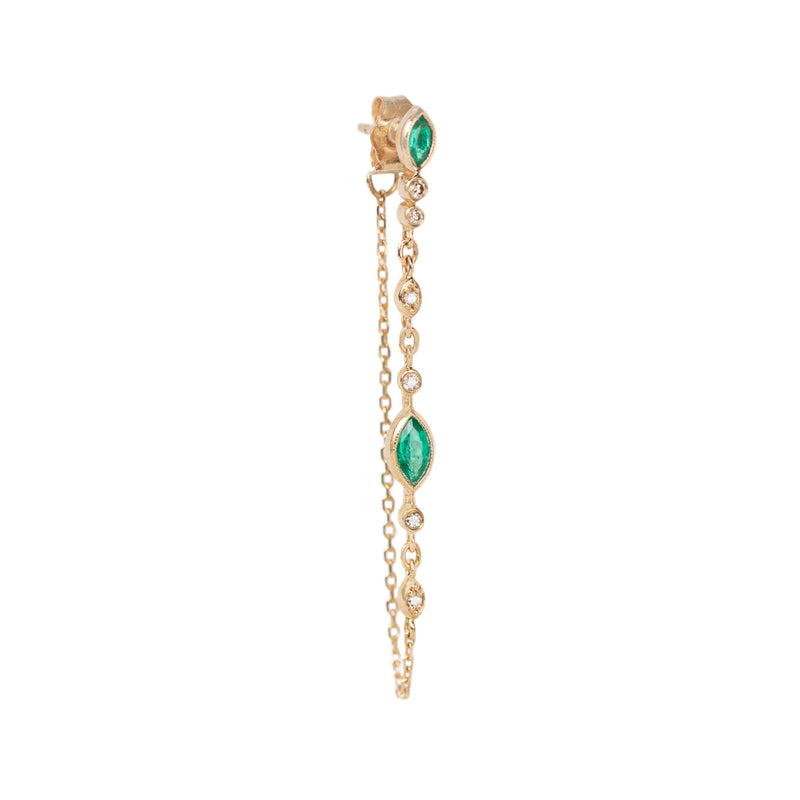 Celine Daoust Emerald and Diamond Chain Earring (Single) | Quadrum Gallery