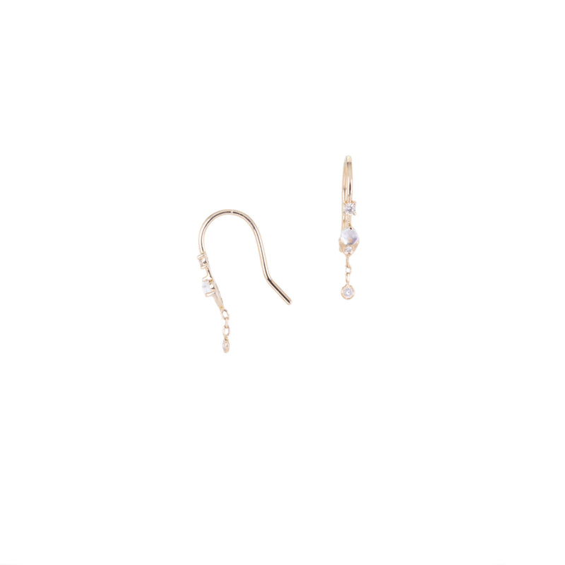 Celine Daoust Hanging Moonstone and Diamond Earrings | Quadrum Gallery