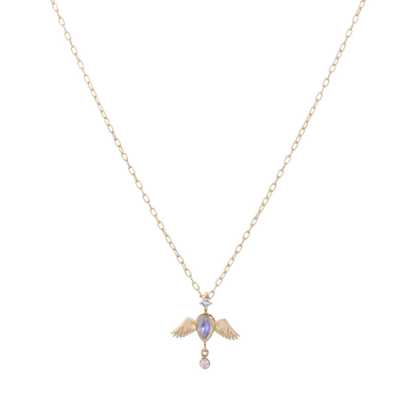 Celine Daoust Moonstone and Diamond Bird Necklace | Quadrum Gallery
