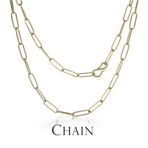 A handcrafted, 18k yellow gold lightweight link chain by the jewelry designer Maria Beaulieu. 18k yellow gold, fine jewelry, designer jewelry, handcrafted gold chain, handmade chain, boston jewelry store, 