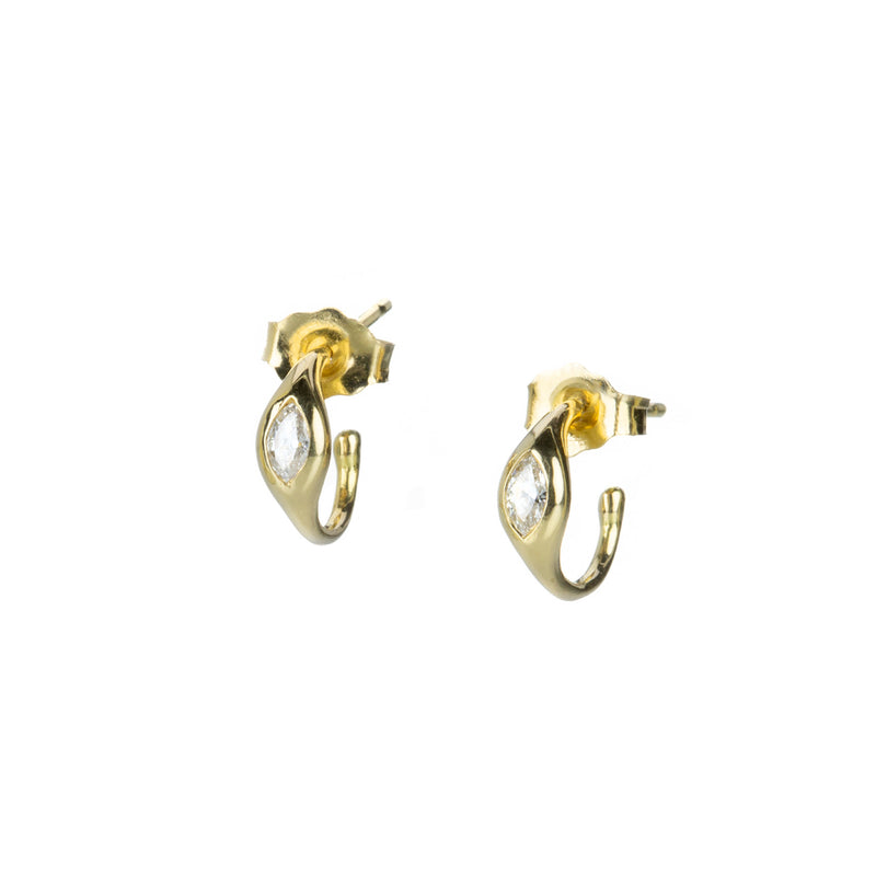 Diana Mitchell 18k Yellow Gold Marquise Diamond Huggies | Quadrum Gallery