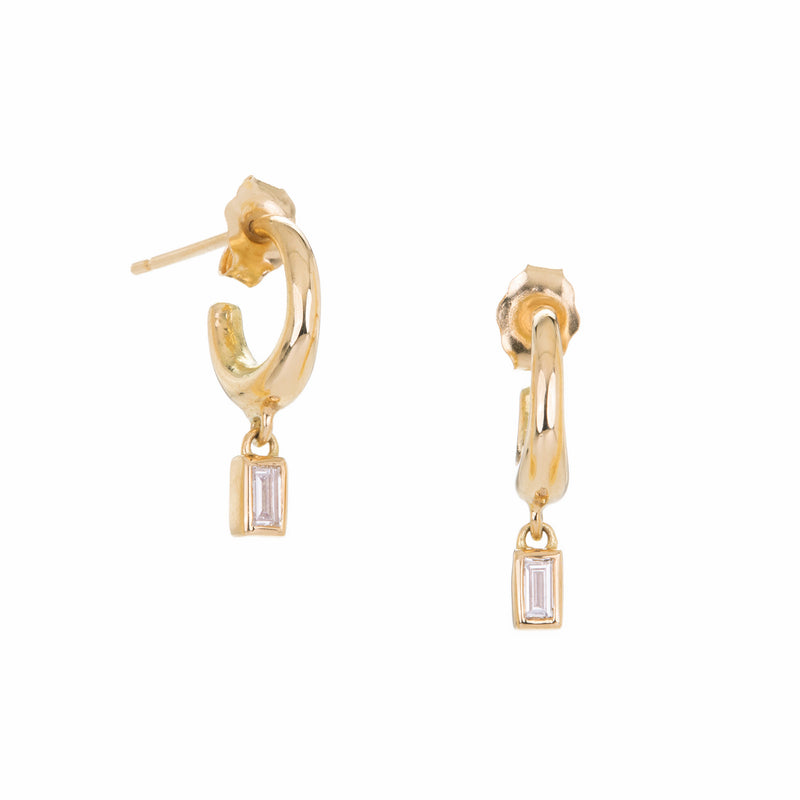 Diana Mitchell Baguette Dangle Huggies | Quadrum Gallery