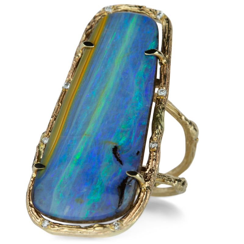 Elisabeth Bell  Large Vertical Boulder Opal Ring | Quadrum Gallery