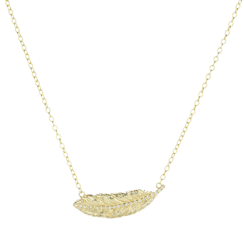 Elisabeth Bell Horizontal Diamond Feather Pendant Necklace | Quadrum Gallery