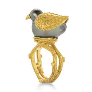 Fannie Thomas Gray Tahitian Pearl Bird of a Feather Ring | Quadrum Gallery