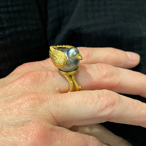 Fannie Thomas Gray Tahitian Pearl Bird of a Feather Ring | Quadrum Gallery