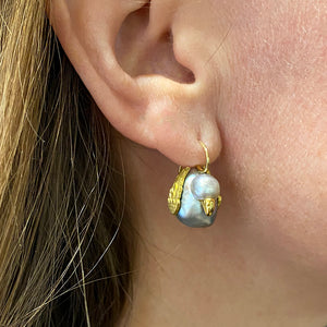 Fannie Thomas Gray Tahitian Pearl Birds of  Feather Earrings | Quadrum Gallery