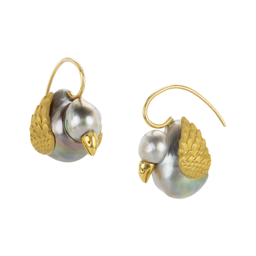 Fannie Thomas Gray Tahitian Pearl Birds of  Feather Earrings | Quadrum Gallery