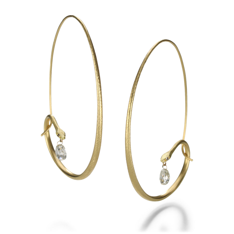 Gabriella Kiss Large Snake Hoops with Diamond Drops | Quadrum Gallery