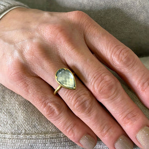 Gabriella Kiss Faceted Pear Shaped Aquamarine Ring | Quadrum Gallery
