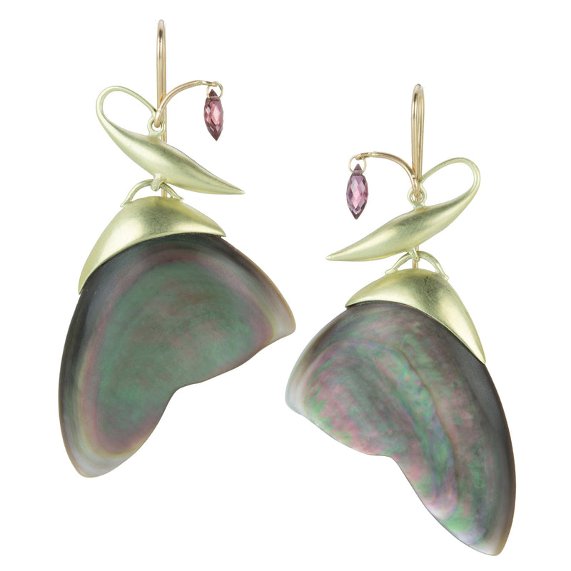 Gabriella Kiss Black Mother of Pearl Moth Earrings | Quadrum Gallery