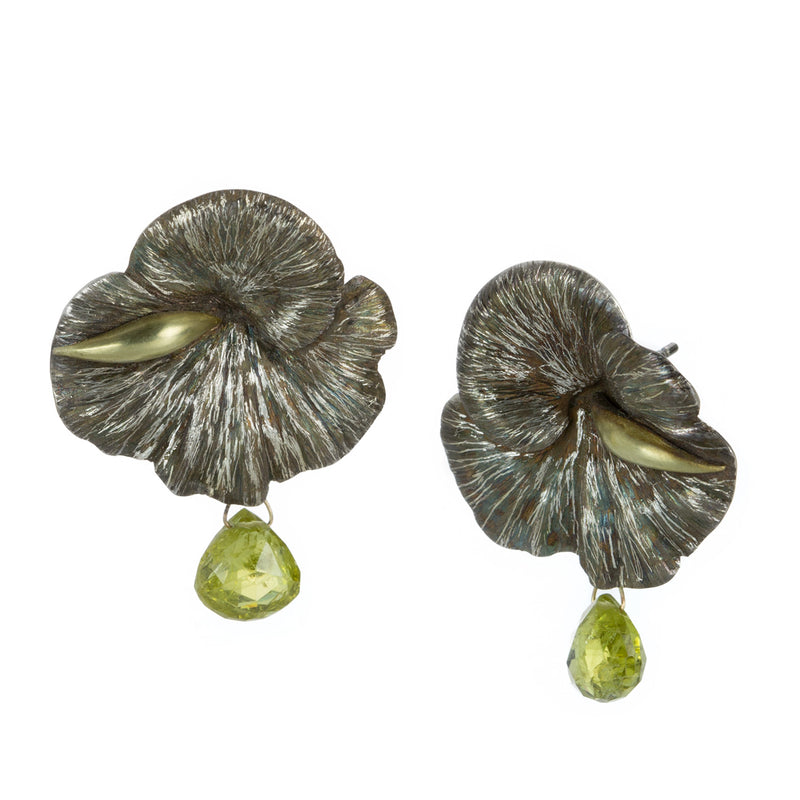 Gabriella Kiss Silver Mushroom Earrings with Garnet Drops | Quadrum Gallery