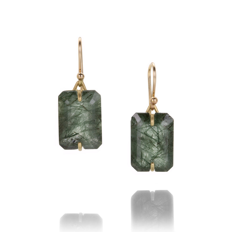 Gabriella Kiss Rectangular Green Rutile Quartz Earrings | Quadrum Gallery