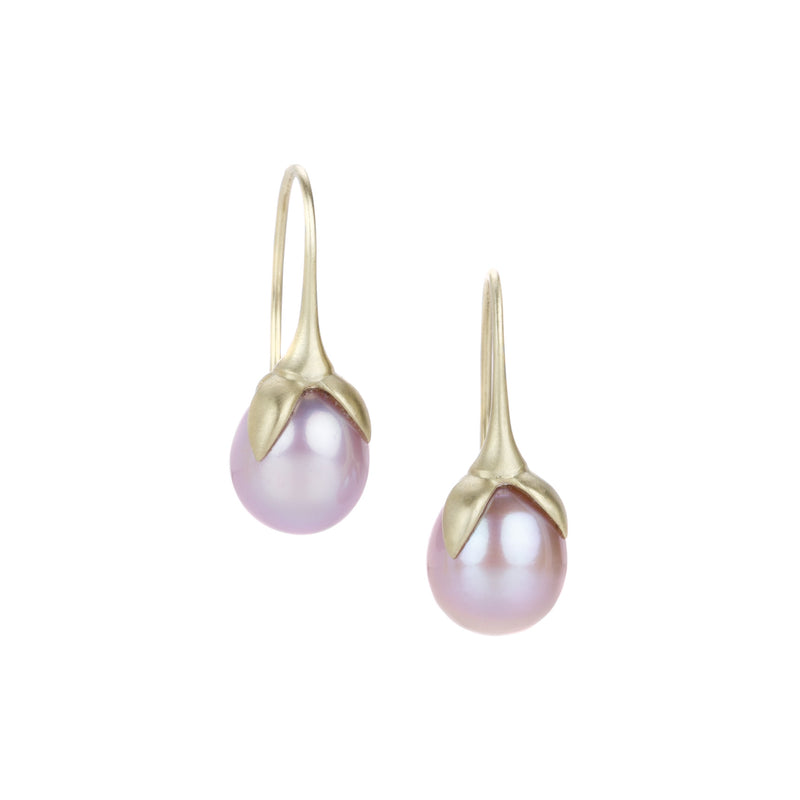 Gabriella Kiss Mauve Eggplant Pearl Drop Earrings | Quadrum Gallery