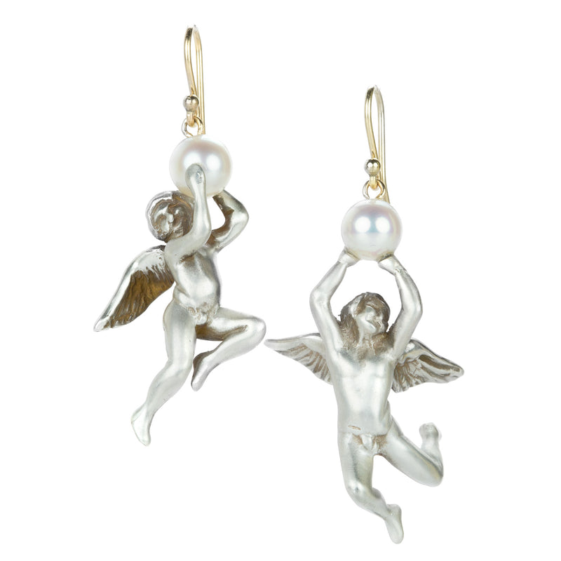 Gabriella Kiss Sterling Silver Angel Earrings with Pearls  | Quadrum Gallery
