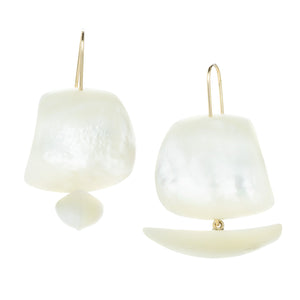 Gabriella Kiss White Mother of Pearl Ghost Ship Earrings | Quadrum Gallery