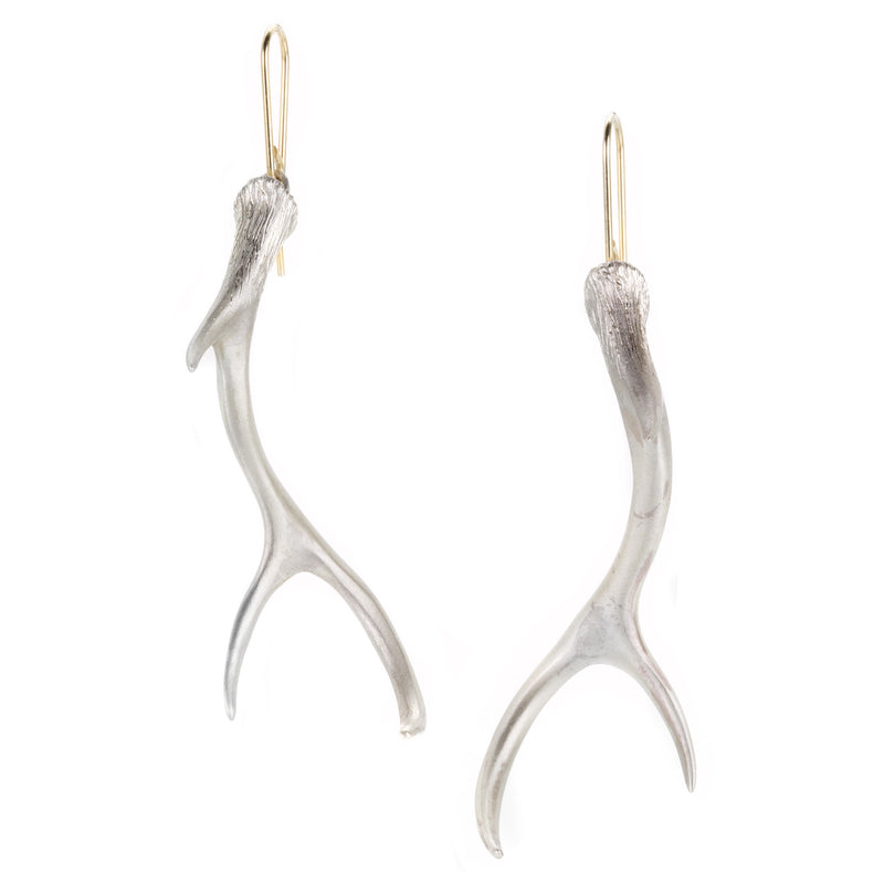 Gabriella Kiss  Small Sterling Silver Antler Drop Earrings | Quadrum Gallery