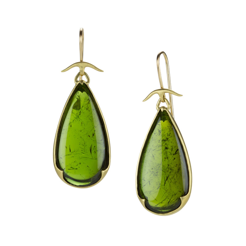 Gabriella Kiss Pear Shaped Green Tourmaline Drop Earrings | Quadrum Gallery