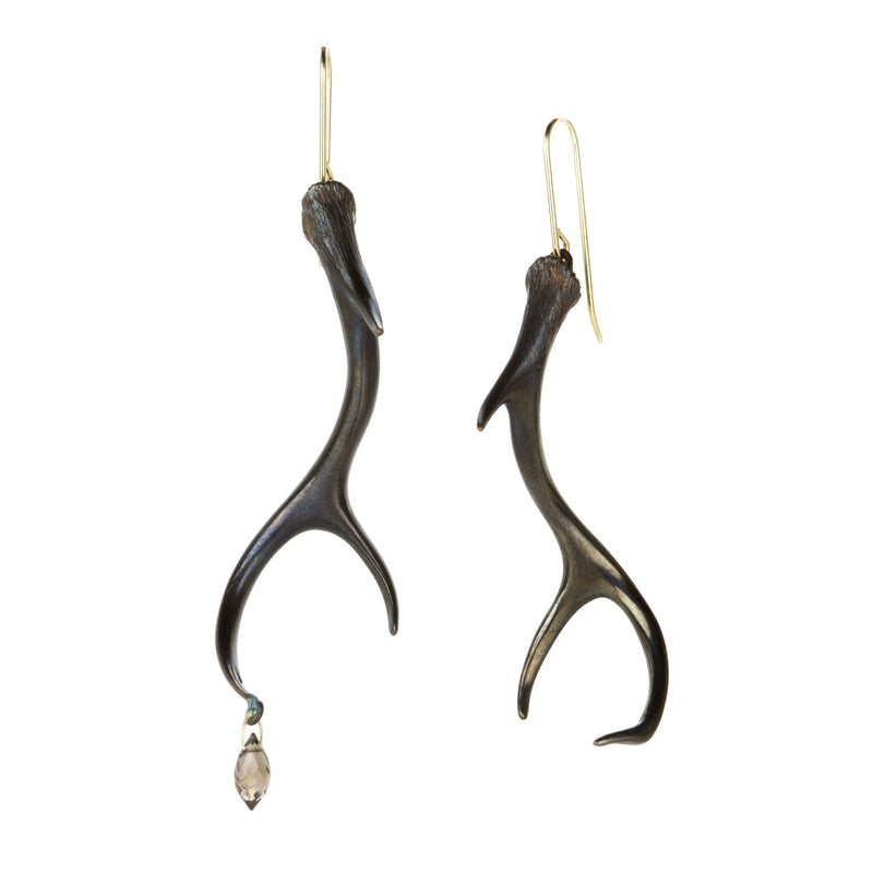 Gabriella Kiss Bronze Antler Earrings with Smoky Quartz  | Quadrum Gallery