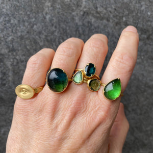 Gabriella Kiss Ring with Pear Shaped Green Tourmaline | Quadrum Gallery