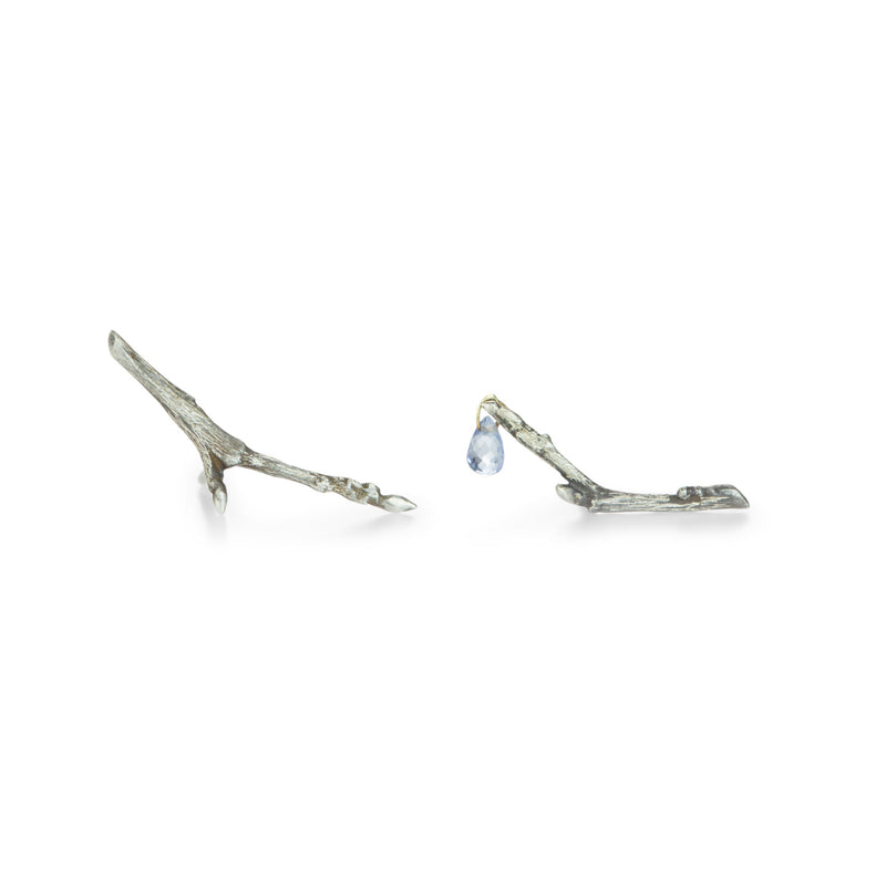 Gabriella Kiss Silver Branch Studs with Sapphire Drop | Quadrum Gallery