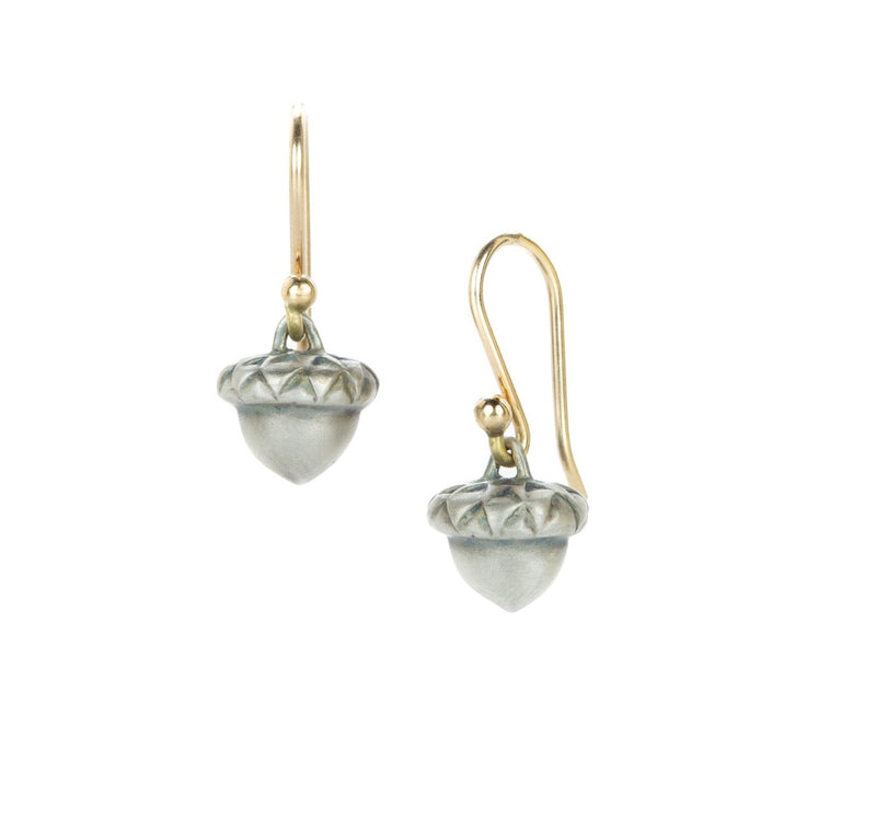 Gabriella Kiss Tiny Silver Baby Acorn Drop Earrings | Quadrum Gallery