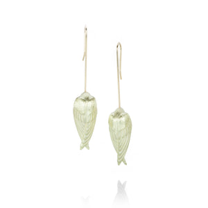 Gabriella Kiss 14k Green Gold Sleeping Bird Drop Earrings | Quadrum Gallery