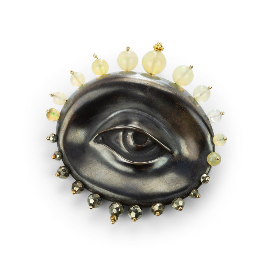 Gabriella Kiss Bronze Eye Brooch with Opal and Pyrite | Quadrum Gallery