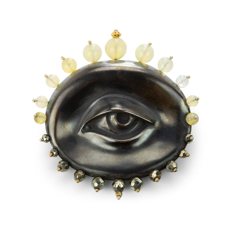 Gabriella Kiss Bronze Eye Brooch with Opal and Pyrite | Quadrum Gallery