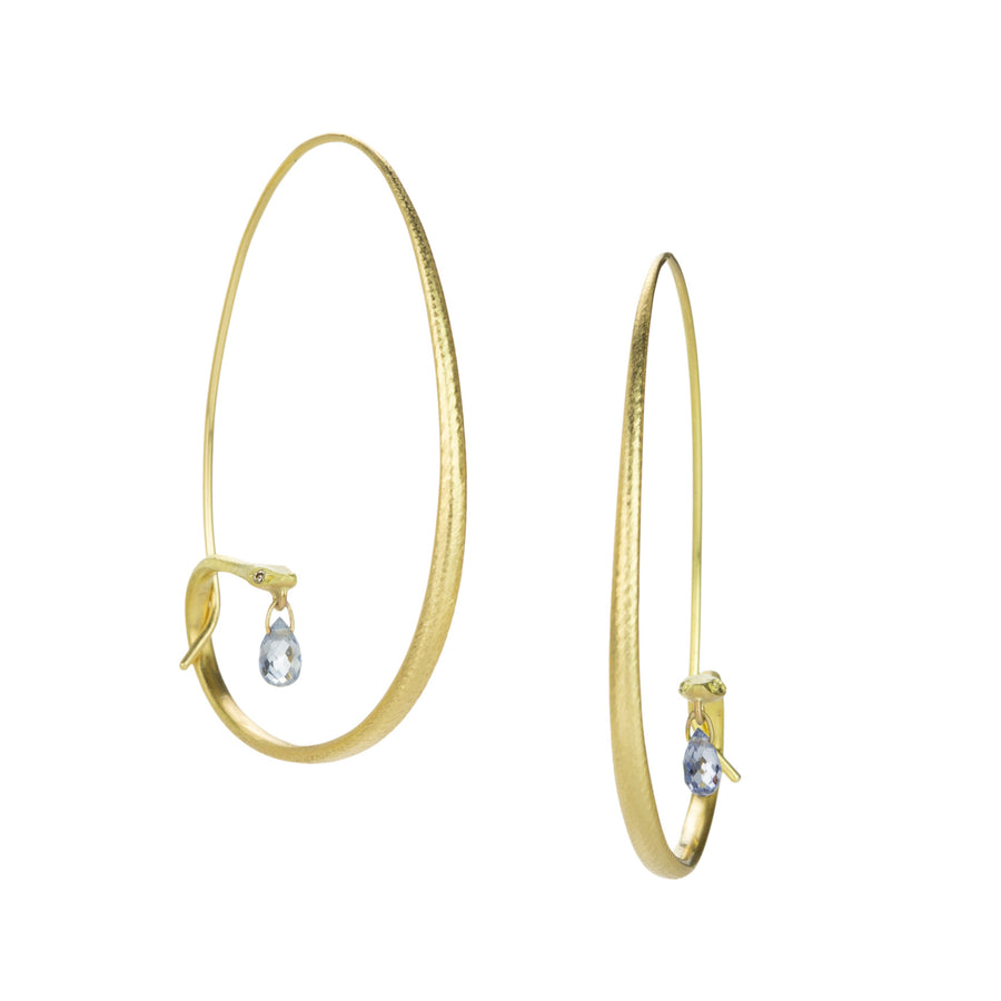 Gabriella Kiss Small Snake Hoops with Sapphire Briolette Drops | Quadrum Gallery