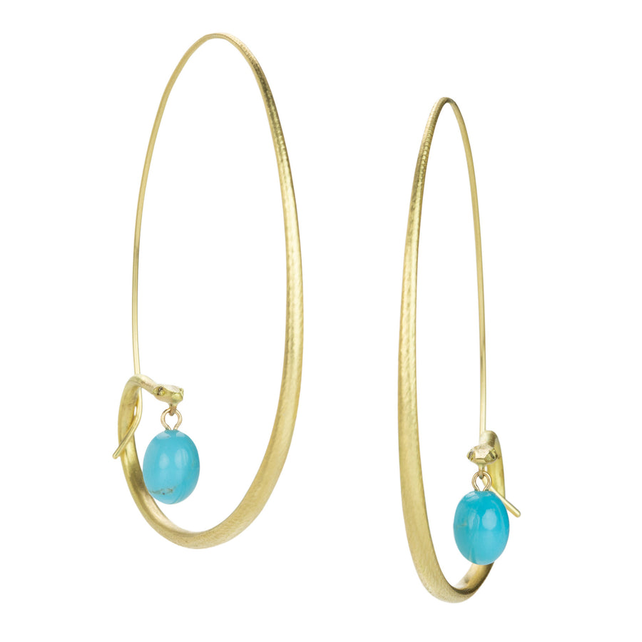 Gabriella Kiss Large Snake Hoops with Turquoise Drops | Quadrum Gallery