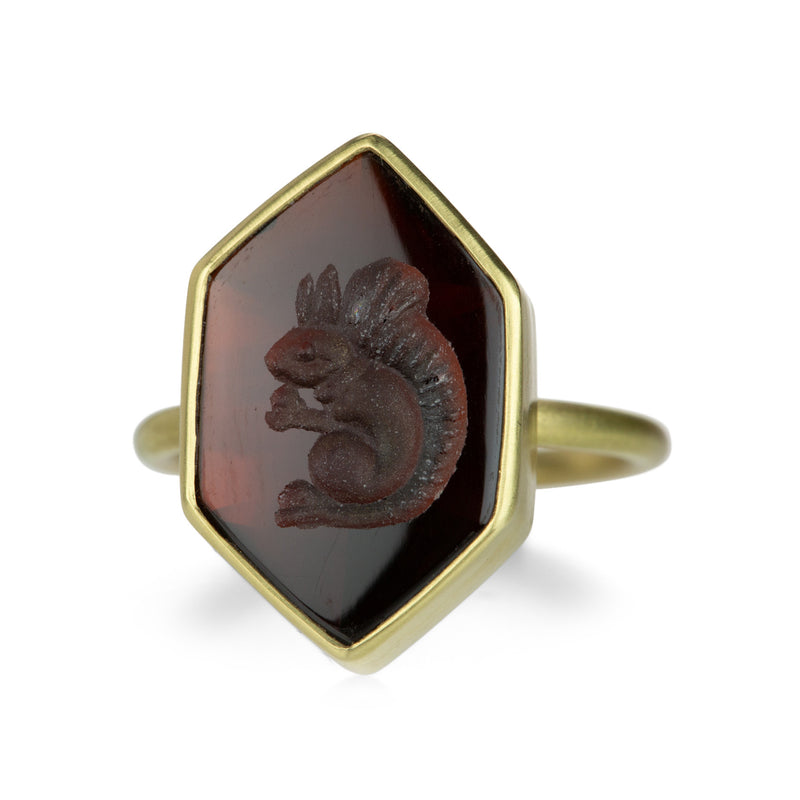 Gabriella Kiss Almandine Garnet Squirrel Intaglio Ring | Quadrum Gallery