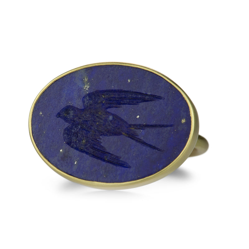 Gabriella Kiss Oval Lapis Swallow Intaglio Ring | Quadrum Gallery