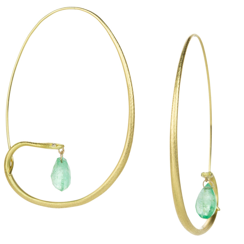 Gabriella Kiss Large Snake Hoops With Faceted Emerald Drops | Quadrum Gallery