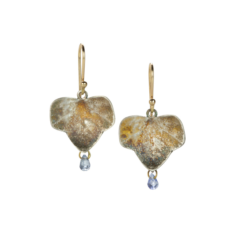 Gabriella Kiss Small Silver Ivy Leaf Earrings with Blue Sapphires | Quadrum Gallery