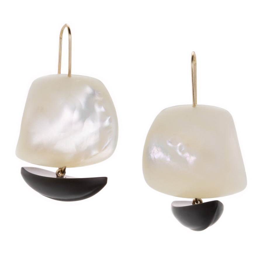 Gabriella Kiss Black Jade and Mother of Pearl Ghost Ship Earrings | Quadrum Gallery